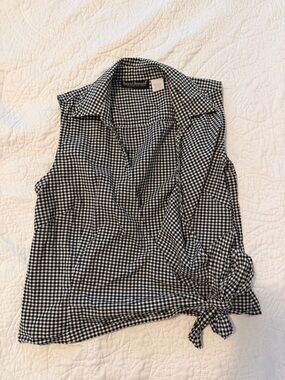 Harve Benard Black & White Gingham Tie-Hem Sleeveless Camisole